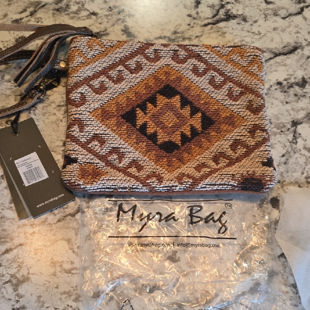 Myra Bag Brown Textured Pouch